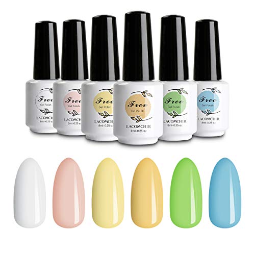 Lacomchir Esmaltes Semipermanentes 8ml x 6 Colores Kit de Esmaltes de Uñas en Gel UV LED Rosa Desnudo Verde Amarillo Brillante Pintauñas Semipermanente para Lampara - Romantic Countryside Collection Lacomchir Esmaltes Semipermanentes 8ml x 6 Colores Kit de Esmaltes de Uñas en Gel UV LED Rosa Desnudo Verde Amarillo Brillante Pintauñas Semipermanente para Lampara - Romantic Countryside Collection