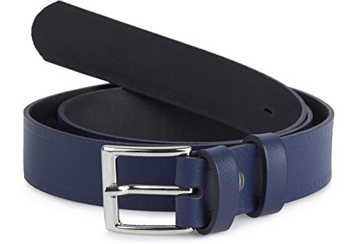 Ladeheid Cinturón de Cuero para Niños K1D5 (Azul Marino-2, 65 cm (Largo total 84 cm))