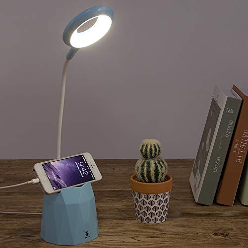 Lámpara de escritorio LED, luz de sobremesa con protección visual, 3 modos de iluminación, atenuable, con rotación de 360°