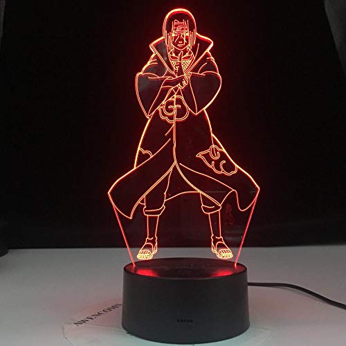 Lámpara De Ilusión 3D Luz De Noche Led Naruto Itachi Uchiha Figura Sensor Táctil Para Decoración De La Habitación De Los Niños Regalo Fresco Para Niños