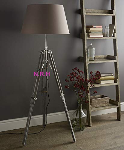 Lámpara de pie vintage clásica gris trípode, lámpara de pie náutica lámpara de decoración del hogar