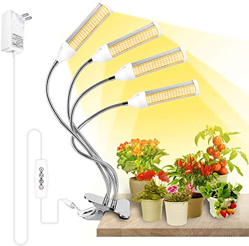 Lámpara de Planta, Luz de planta para plantas de interior , Lámpara de cultivo de plantas con temporizador de 3 6 12 H, 4 modos de conmutación, 6 configuraciones de brillo