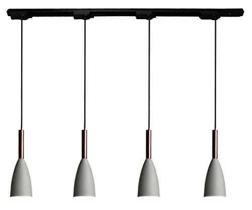 Lámpara de techo, estilo moderno y sencillo, diámetro de apertura de la cubierta de la lámpara: 10 cm, con bombillas E27 de 8 W, lámpara colgante (4 lámparas grises, 100 cm de largo).