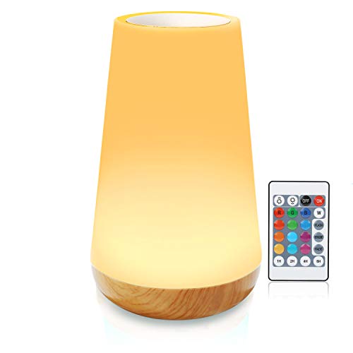 Lámpara escritorio led, luz nocturna infantil, Smart Touch Lamp, lamparas tactiles a pilas, lampara inteligente colores (luz blanca cálida regulable de 3 niveles y cambio de color de seis RGB)