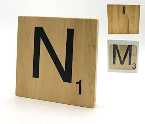 Letra Madera Scrabble, decoración de Paredes, Medida 15x15x2 cm, abecedario Completo, Gancho Trasero para Colgar, Madera