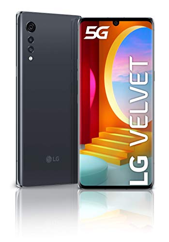 LG Velvet 5G Titán - Smartphone con Pantalla OLED 6.8", Cámara Ultra-High 48MP, Sistema de Sonido LG 3D, Batería 4.300 mAh, 128 GB/6 GB, Huella en Pantalla [Versión ES/PT]
