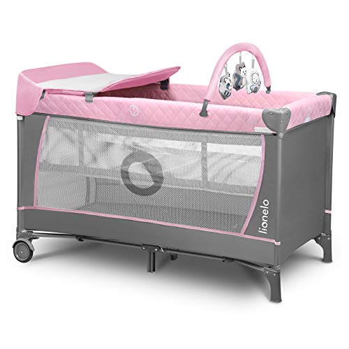 Lionelo Flower Camita de viaje 2 en 1 65 x 125 x 76 cm Para niños hasta 15 kg Colchón Organizador Cambiador Toy bar Juguetes interactivos 2 Reudas Compacta Bolsa para transportar Rosa y Gris Lionelo Flower Camita de viaje 2 en 1 65 x 125 x 76 cm Para niños hasta 15 kg Colchón Organizador Cambiador Toy bar Juguetes interactivos 2 Reudas Compacta Bolsa para transportar Rosa y Gris