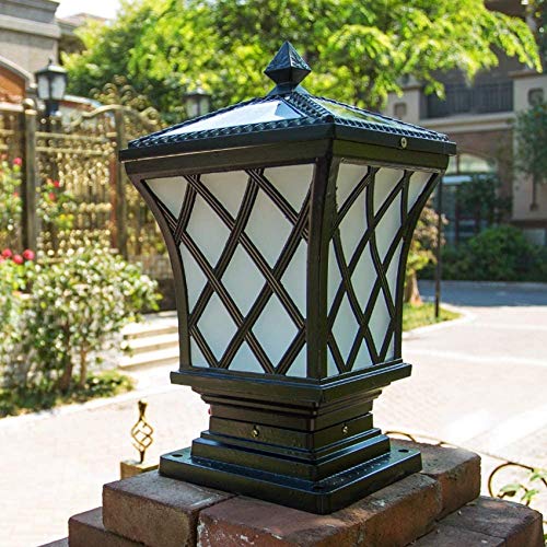 LJYY Linterna de Cristal Tradicional Europea de Bronce Antiguo Tradicional Lámpara de Columna de energía Solar Lámpara de Columna Impermeable al Aire Libre Lámpara de Mesa Externa a Prueba de llu