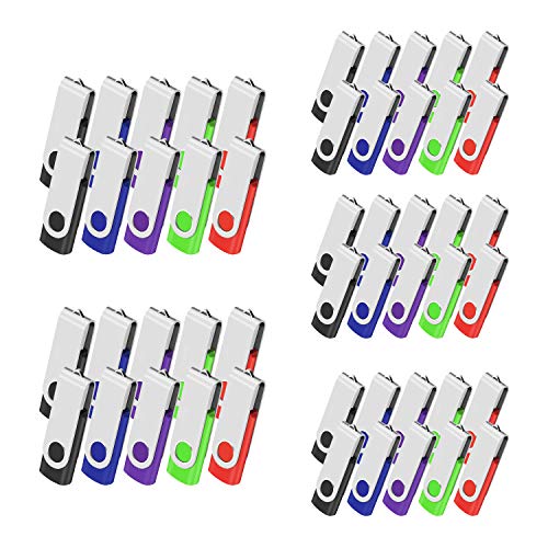 Lote de 50 llaves USB 2.0 de 1 GB, lector USB Flash Drive Memoria Stick Almacenamiento Rotación Disco Penrive para Ordenador Portátil / PC / Coche (5 colores)