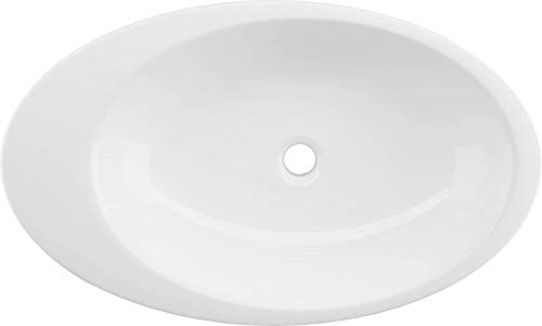 Lucco Gocce – Lavabo ovalado | Lavabo de 74 cm | Diseño moderno lavabo de cerámica | Lavabo para aseos de invitados, hoteles, hostelería y gastronomía | Sin reborde, color blanco