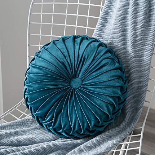 Lucoss Home - Cojín redondo de terciopelo de calabaza de 34,7 cm, hecho a mano, para silla, sofá, cama, color azul marino Lucoss Home - Cojín redondo de terciopelo de calabaza de 34,7 cm, hecho a mano, para silla, sofá, cama, color azul marino