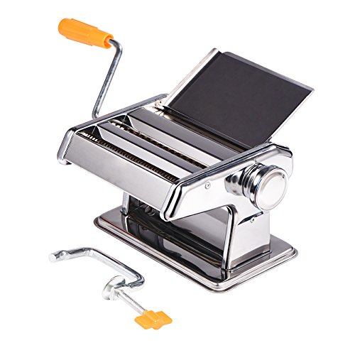 Máquina de Pasta para Espaguetis,cortador manual de acero inoxidable para hacer pasta con rodillo para espaguetis frescos y lasaña tallarines fettuccine grosor ajustable Máquina de Pasta para Espaguetis,cortador manual de acero inoxidable para hacer pasta con rodillo para espaguetis frescos y lasaña tallarines fettuccine grosor ajustable