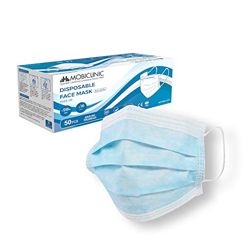 Mascarillas Quirúrgicas IIR, 50 uds, Mobiclinic, Marca Española, Mascarillas médicas homologadas, 3 capas, Alta eficiencia filtración bacteriana 99,8%, norma EN 14683:2019, Marcado CE Mascarillas Quirúrgicas IIR, 50 uds, Mobiclinic, Marca Española, Mascarillas médicas homologadas, 3 capas, Alta eficiencia filtración bacteriana 99,8%, norma EN 14683:2019, Marcado CE