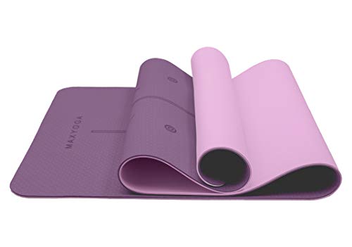 MAXYOGA® Esterilla Yoga de Medida Grande 183cm x 66cm x 6mm y Líneas de Alineación grabadas a Laser Colchoneta Yoga Mat Antideslizante y Ligera de Material Ecológico TPE. Morado MAXYOGA® Esterilla Yoga de Medida Grande 183cm x 66cm x 6mm y Líneas de Alineación grabadas a Laser Colchoneta Yoga Mat Antideslizante y Ligera de Material Ecológico TPE. Morado