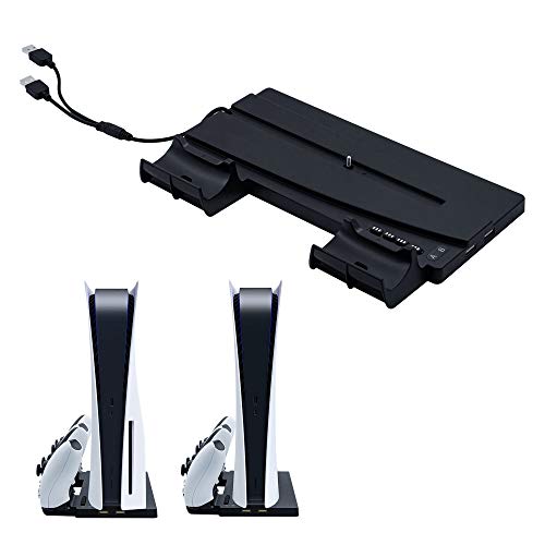 Mcbazel Soporte de Carga Vertical con 4 Vonectores de Carga Magnéticos y 2 Puertos USB para PS5 Digital Edition / UltraHD Consolas