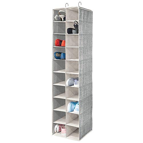 mDesign Estantería para Colgar con 20 apartados – Organizador Colgante Grande para la Barra del Armario – Guarda Zapatos para organizar armarios y Ahorrar Espacio – También para Ropa – Negro y Crema mDesign Estantería para Colgar con 20 apartados – Organizador Colgante Grande para la Barra del Armario – Guarda Zapatos para organizar armarios y Ahorrar Espacio – También para Ropa – Negro y Crema