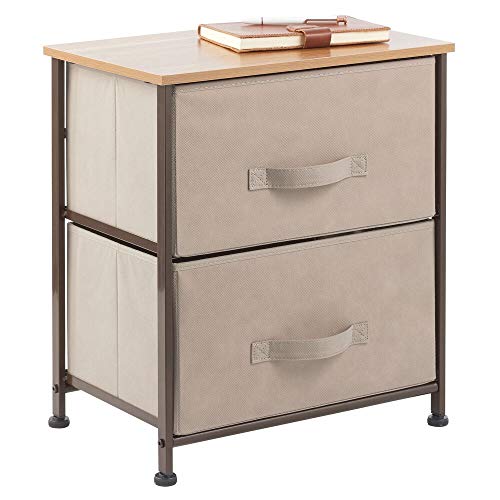 mDesign Mesita de Noche con 2 cajones – Cómoda pequeña Decorativa Hecha de Tela, Metal y DM – Cajoneras para armarios, para el Dormitorio o el salón – marrón café/Espresso mDesign Mesita de Noche con 2 cajones – Cómoda pequeña Decorativa Hecha de Tela, Metal y DM – Cajoneras para armarios, para el Dormitorio o el salón – marrón café/Espresso