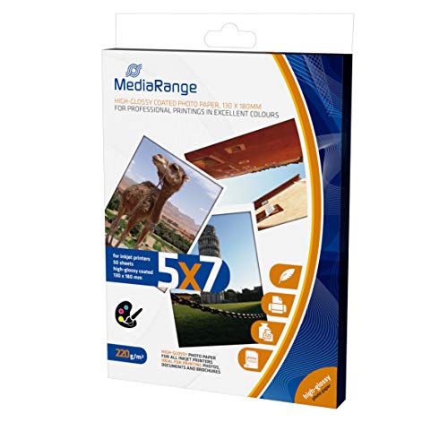 MediaRange Papel fotográfico 13x18cm blanco MRINK114 50Bl 220gr alto brillo MediaRange Papel fotográfico 13x18cm blanco MRINK114 50Bl 220gr alto brillo