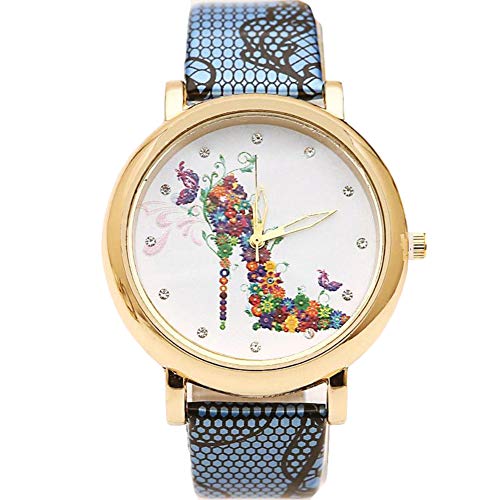 Meigold - Reloj de Cuarzo con Correa Impresa, Reloj Digital de Cuarzo para Mujer con diseño Casual de tacón Alto, Colorear-3, 4.3 * 2 cm