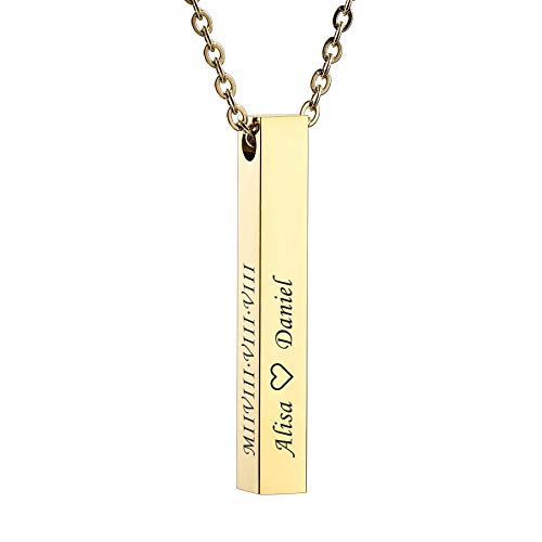 MeMeDIY Collar Colgante de Barra cuboide Vertical 3D Personalizado Cadenas Ajustables Personalizadas para Mujeres Niñas Grabado Nombre Regalos Amantes de Acero Inoxidable Joyería (Oro Color) MeMeDIY Collar Colgante de Barra cuboide Vertical 3D Personalizado Cadenas Ajustables Personalizadas para Mujeres Niñas Grabado Nombre Regalos Amantes de Acero Inoxidable Joyería (Oro Color)