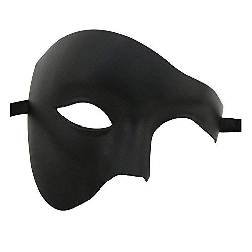 MENS BLACK HALF FACE PHANTOM QUALITY THEATRICAL VENETIAN MASQUERADE CARNIVAL PARTY EYE MASK by THE GOOD LIFE