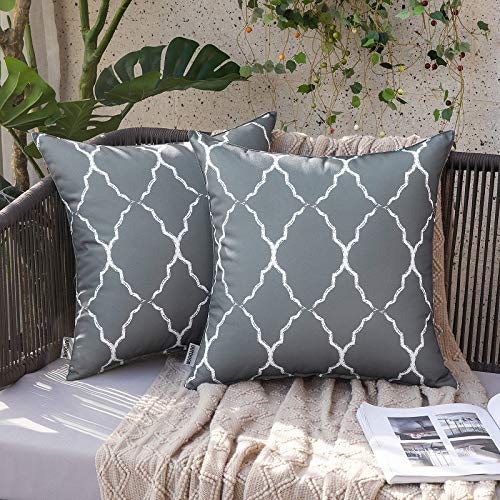 MIULEE Juego de 2 Piezas Funda de Cojines Impermeable Duradero Funda de Almohada Diseño Marroquí Cremallera Oculta Decoración para Sofá Silla Cama Dormitorio Aire Libre Oficina 45x45cm Gris Oscuro MIULEE Juego de 2 Piezas Funda de Cojines Impermeable Duradero Funda de Almohada Diseño Marroquí Cremallera Oculta Decoración para Sofá Silla Cama Dormitorio Aire Libre Oficina 45x45cm Gris Oscuro