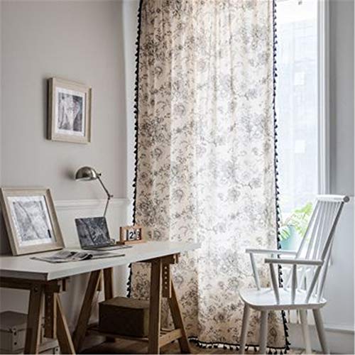 MMHJS Cortinas De Tela De Algodón Y Lino De Estilo Europeo, Ventana Salediza con Borlas De Impresión De Letras Negras, Cortinas Opacas para El Piso para El Dormitorio Y La Sala De Estar MMHJS Cortinas De Tela De Algodón Y Lino De Estilo Europeo, Ventana Salediza con Borlas De Impresión De Letras Negras, Cortinas Opacas para El Piso para El Dormitorio Y La Sala De Estar