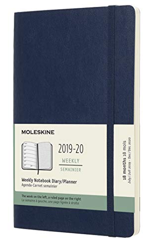 Moleskine 2019-20 Weekly - Agenda Cuaderno Semanal de 18 Meses 2019/2020, Azul Zafiro, Tamaño Grande 13 x 21 cm, 208 Páginas