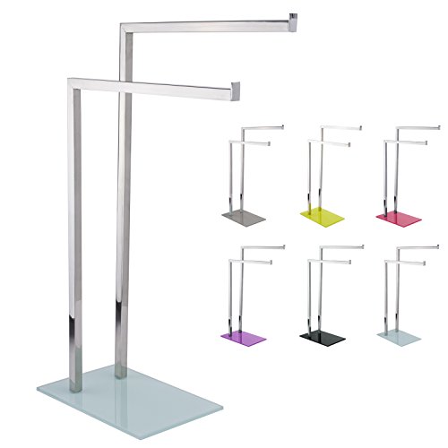 MSV baño Serie Sydney – Toallero ((LxBxH): Aprox. 45 x 20 x 69 cm, Acero y Cristal con 2 Barras Toalla de Color Blanco MSV baño Serie Sydney – Toallero ((LxBxH): Aprox. 45 x 20 x 69 cm, Acero y Cristal con 2 Barras Toalla de Color Blanco