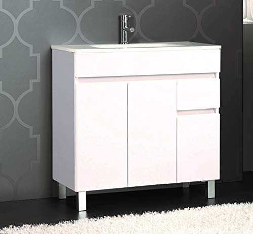 Mueble de baño con Lavabo de Porcelana - 3 Puertas y 1 Cajón amortiguado - El Mueble va MONTADO - Modelo Clif (100 cms, Blanco) Mueble de baño con Lavabo de Porcelana - 3 Puertas y 1 Cajón amortiguado - El Mueble va MONTADO - Modelo Clif (100 cms, Blanco)