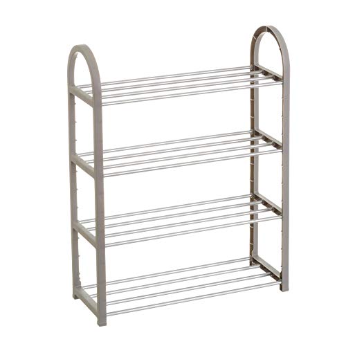 Mueble Zapatero de 4 baldas de plástico Gris Moderno Dormitorio 50 X 19 X 65 CM Mueble Zapatero de 4 baldas de plástico Gris Moderno Dormitorio 50 X 19 X 65 CM