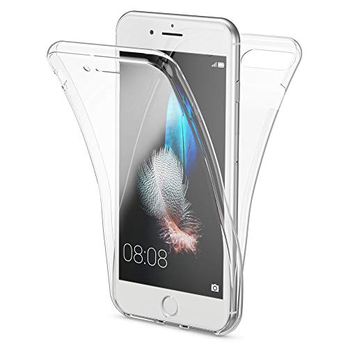 NALIA Funda 360 Grados Compatible con iPhone 7 Plus / 8 Plus, Delantera Trasera Protectora Movil Silicona Carcasa, Ultra-Fina Gel Transparente Doble Cubierta Bumper Cover Case, Color:Transparente