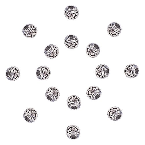 NBEADS 50 Piezas de Plata Tibetana Antigua de Estilo Tibetano con Patrón de Mariposa para Pulsera con Dijes Europeos, 11mm NBEADS 50 Piezas de Plata Tibetana Antigua de Estilo Tibetano con Patrón de Mariposa para Pulsera con Dijes Europeos, 11mm