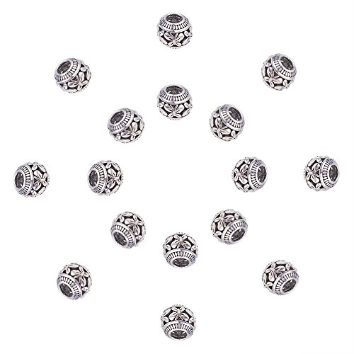 NBEADS 50 Piezas de Plata Tibetana Antigua de Estilo Tibetano con Patrón de Mariposa para Pulsera con Dijes Europeos, 11mm