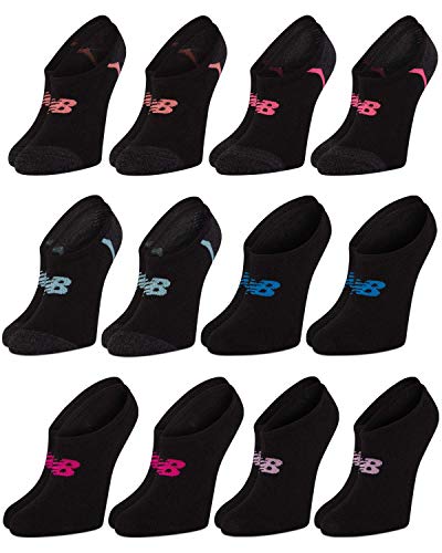 New Balance Calcetines transpirables para mujer (12 unidades), Shoe Size: 4-10, Negro