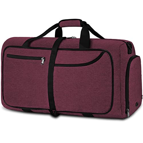 NEWHEY Bolsa de Viaje 40L 65L Plegable Ligera Bolsa Deporte Hombre Impermeable Bolsa Fin de Semana con Compartimento Zapatos para Mujeres (red-40L)