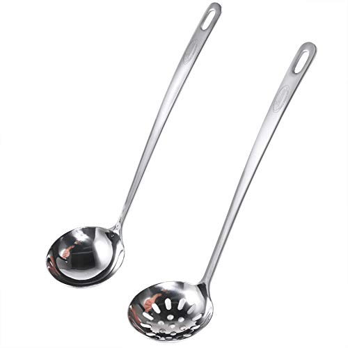 Newness 2 piezas Cucharón y Espumadera de Cocina, Espumadera Cazo para Sopa 304 Acero INOX Inoxidable, Mango largo de engrosamiento para servir y scooping salsas, salsa y más, 28cm (L) X 7.3cm (D) Newness 2 piezas Cucharón y Espumadera de Cocina, Espumadera Cazo para Sopa 304 Acero INOX Inoxidable, Mango largo de engrosamiento para servir y scooping salsas, salsa y más, 28cm (L) X 7.3cm (D)