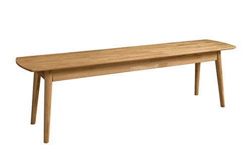 NORDICSTORY Banco de Madera Maciza Roble para Comedor Salon Dormitorio, Estilo Nordico Vintage, Diseño Escandinavo 160x40x45cm (Roble Natural)