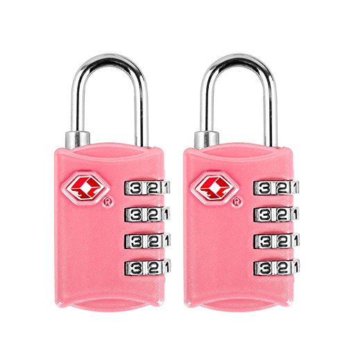 Número de candado de Seguridad,BAFFECT TSA Aprobado candado de combinación de 4 dígitos Códigos de número de bloqueos para Maletas de Viaje Bolsa de Equipaje Mochila Cajón Gym Locker 2 Pack (Rosa)