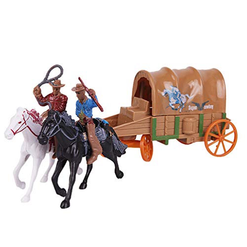 NUOBESTY 1 juego de carruaje de vaquero modelo de juguete de cowboy, colección de juguetes, carruaje artesanal, adorno de vaquero occidental