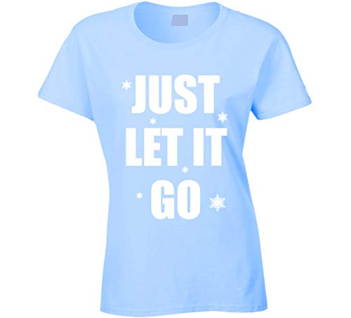 N/Y Wreck It Ralph Frozen Elsa Just Let It Go - Camiseta para mujer, color azul claro Negro Negro ( M
