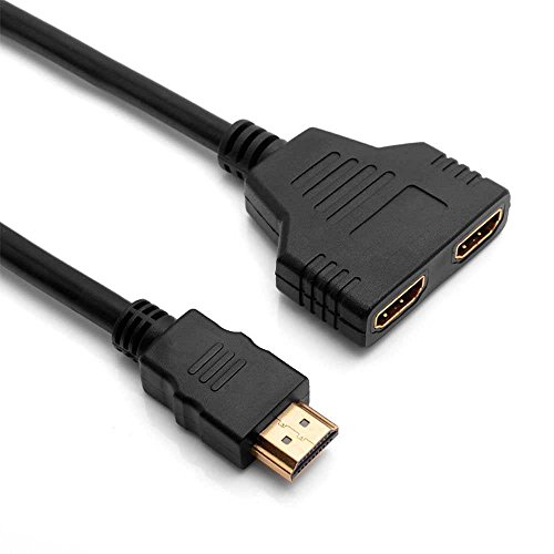 OcioDual Cable Adaptador Convertidor Splitter HDMI Negro 1 Entrada Macho a 2 Salidas Hembra Full HD 1080P Conversor para Monitor