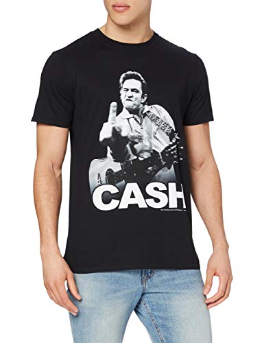 Officially Licensed Merchandise JOHNNY CASH - MIDDLE FINGER T-Shirt (Black), Negro, X-Large