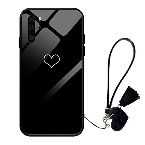 Oihxse Moda Case Compatible para Huawei Mate 30 Pro Funda Vidrio Templado con Cuerda Cordón TPU Silicona Suave Bumper Cover Anti-Choques Anti-Rasguños Cáscara de Cristal Estuche,A6