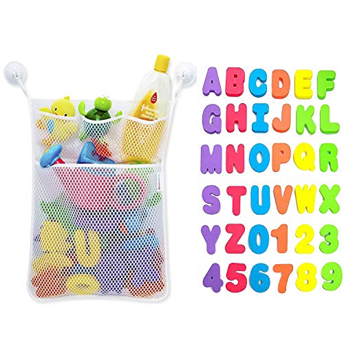 Organizador de Juguetes con Bolsa de Almacenamiento y 2 Ganchos Adhesivos, Juguetes Baño Bebe Números y Letras de Baño, 36 Piezas de Espuma (A-Z, 0-9), Aprender y Divertirse Niños Mayores de 3 Años Organizador de Juguetes con Bolsa de Almacenamiento y 2 Ganchos Adhesivos, Juguetes Baño Bebe Números y Letras de Baño, 36 Piezas de Espuma (A-Z, 0-9), Aprender y Divertirse Niños Mayores de 3 Años
