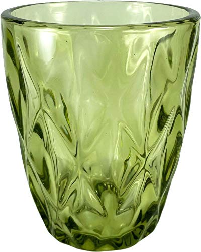 PACK 6 VASOS AGUA CRISTAL COLORES ROMBO 250 ml 10x8 CMS (VERDE)