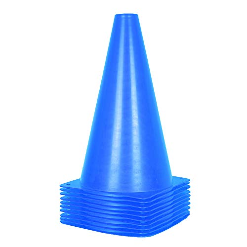 Pack de 10 conos de tráfico para niños – 9 pulgadas naranja marcador de campo para actividades al aire libre y eventos festivos (Azul)