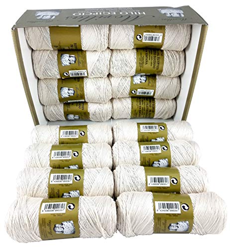 ▷ Pack de 16 Zepelines Ne 5/2 color crudo de algodón perlé 100% egipcio mercerizado para tejer labores de ganchillo o punto con un acabado elegante.