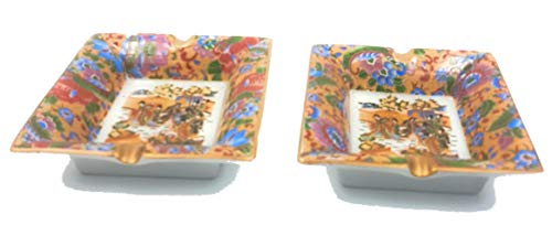 ➤➤Pack de 2 Ceniceros de Porcelana con dibujos y Decoración Japonesa/Recipientes para Cenizas/Ceniceros originales para la decoración de interior y exterior del hogar/cenicero grandes y bonitos ➤➤