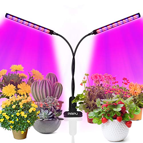 PAIPU Lámpara de Plantas, 96 LED IR & UV Cultivo Luz de Plantas Lámpara para Plantas, 3 Modos de luz y 6 Modos de Brillo,Regulables y Función de Temporizador